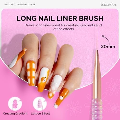 Top view of MelodySusie 5 piece gel polish design brush kit