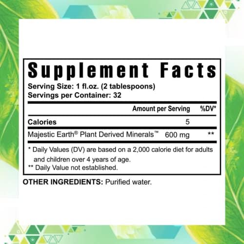 Youngevity majestic earth plant derived minerals 32 ounce liquid supplement back label directions