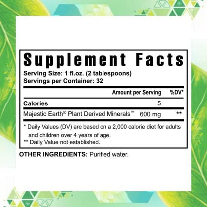 Youngevity majestic earth plant derived minerals 32 ounce liquid supplement back label directions