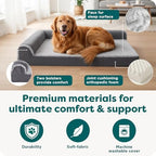 Furhaven Orthopedic Dog Bed for Large Dogs w/ Removable Bolsters & Washable Cover, For Dogs Up to 95 lbs - Two-Tone Plush Faux Fur & Suede L Shaped Chaise - Stone Gray, Jumbo/XL - Image 6