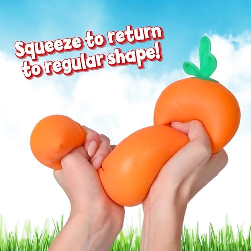 Slow rising giant carrot fidget toy close up texture details