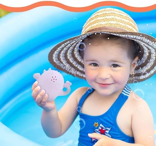 Close up of a child filling the soft silicone water ball in a backyard bucket.
