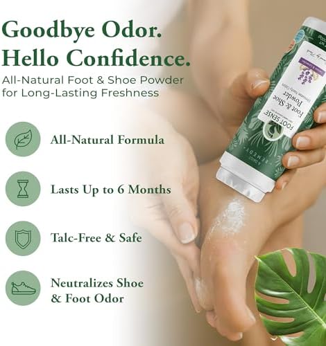 Talc-free shoe deodorizer powder for odor and bacteria control