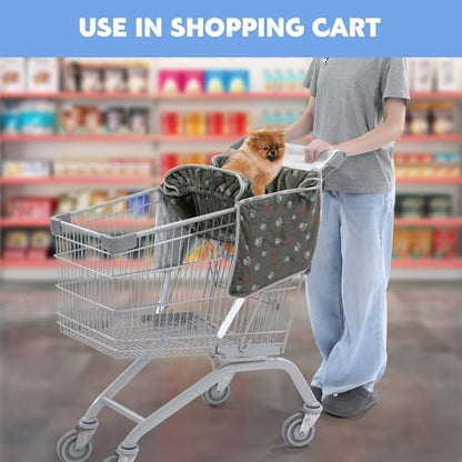 Dog sitting comfortably in a cart using Balapet protector