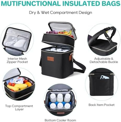 PIIOSER Breastmilk Cooler Bag with Ice Pack Fits 6 Baby Bottles Up to 9 Ounce, Insulated Baby Bottle Tote Bags, Double Layer Waterproof Leak-Proof with Shoulder Strap for Nursing &Working Mom - Image 7