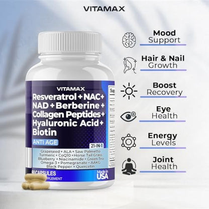 Vitamax dietary supplement bottle side profile