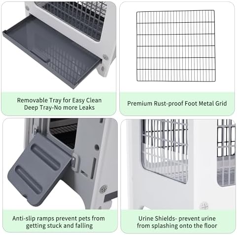 Rabbit Hutch Outdoor Indoor Plastic Waterproof Bunny Cage Enclosure Chew-Proof Rabbit House Guinea Pig Cage Pet House for Small Animals, One Room - Image 5