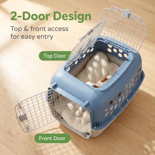 Small 2-Door Dog Kennel for Up to 25 lbs, Portable Travel Crate, Blue | Helps Create Security & Better Behavior Management;Lightweight & Easy to Carry;Dual-Door Convenience for Easier Interaction - Image 5