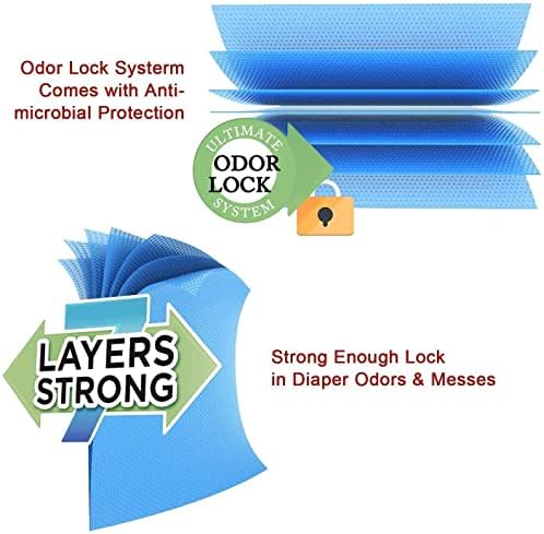 Detailed view of the 34-count diaper pail refill bag pack
