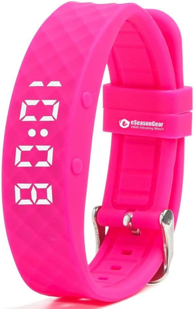 A lifestyle depiction of the eSeasonGear 12 alarm vibrating fitness watch demonstrating the IP65 splash proof construction details.
