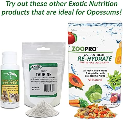Exotic Nutrition 1 pound pet food packaging highlighting the black soldier fly larvae and fruit variety benefits.