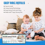 Compatible diaper pail refill bags installed in container