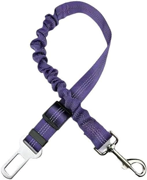 Petangel purple dog car seat belt front view showing metal buckle
