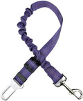 Petangel purple dog car seat belt front view showing metal buckle
