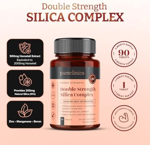 Pureclinica horsetail extract 2000mg equivalent supplement tablets for natural silica benefits