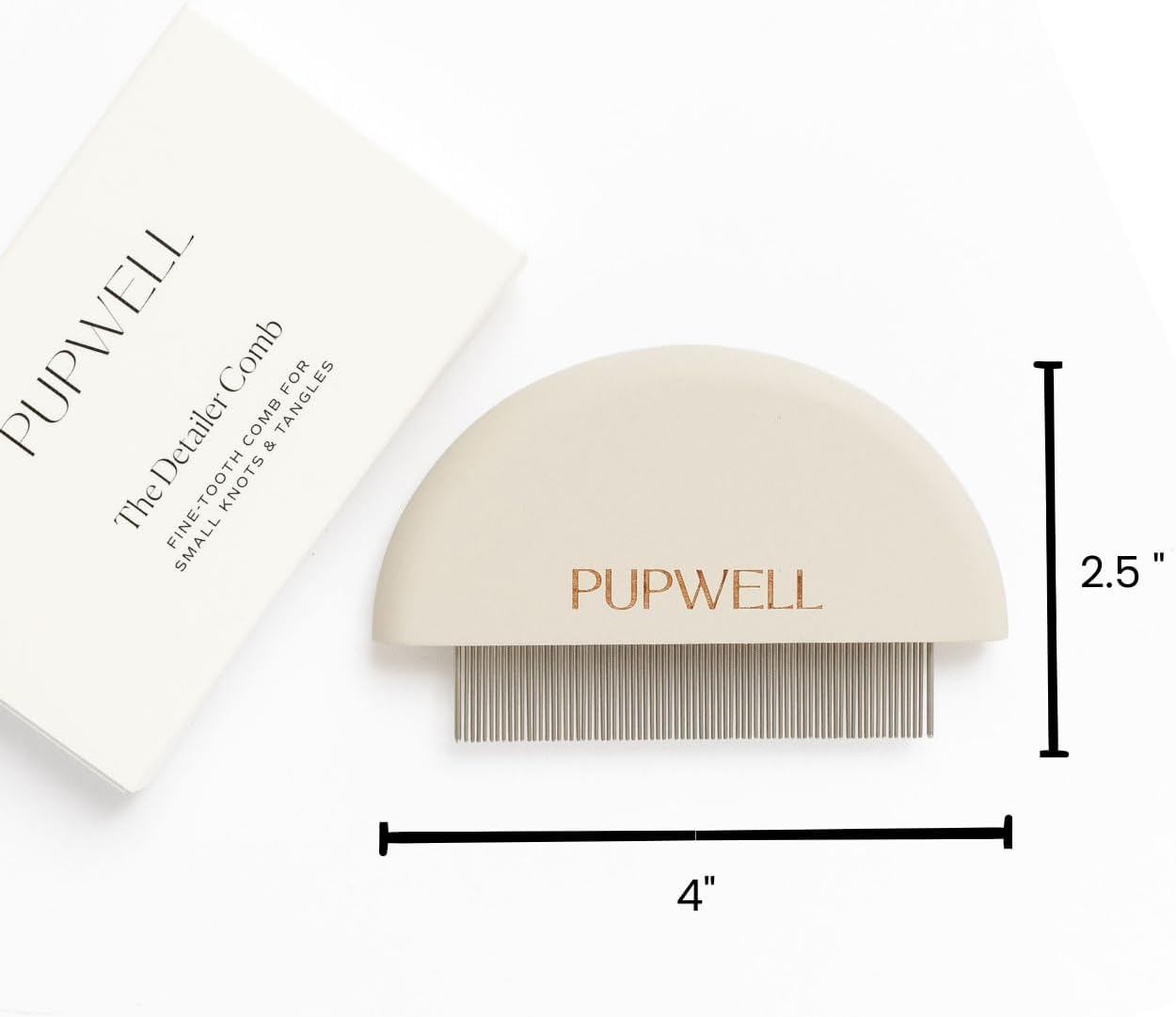 Authentic Pupwell detailer comb packaging showing premium USA imported pet product details.