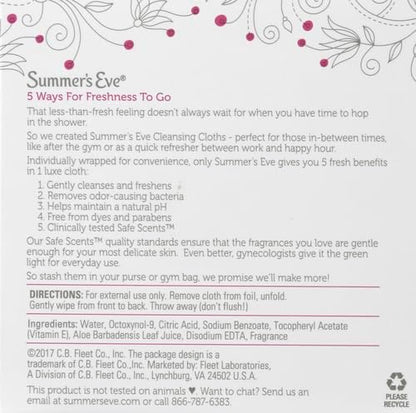 pH balanced intimate cleansing cloths by Summer's Eve for women