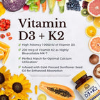 Vitalitown high potency Vitamin D3 K2 bottle side profile showing ingredients
