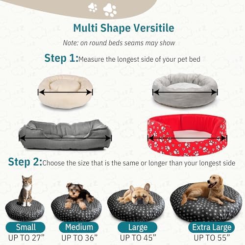 Qwazy Cupcake paw print replacement sheet laid out for round donut beds