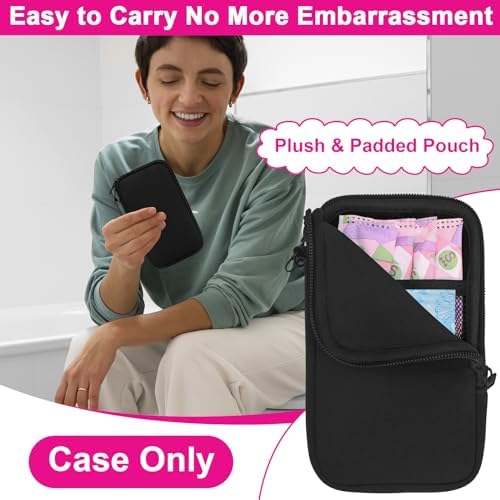 Compact neoprene sanitary pad and tampon storage bag for travel