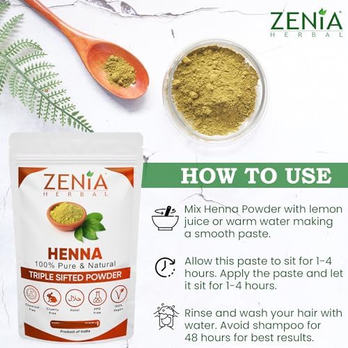 Fine green herbal powder for orange red hair coloring being prepared in a mixing bowl