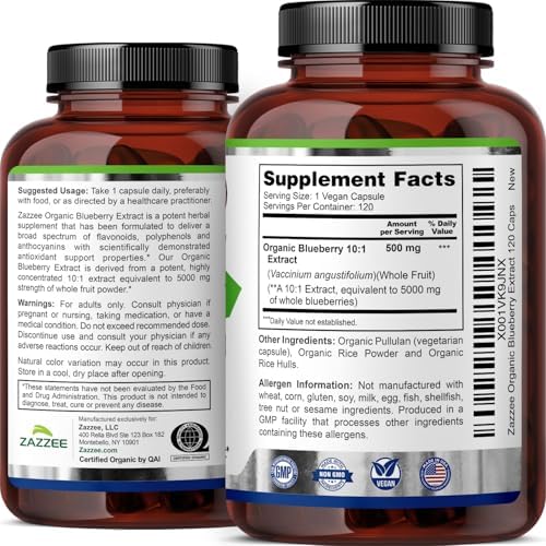 Zazzee wild blueberry extract bottle lifestyle product layout