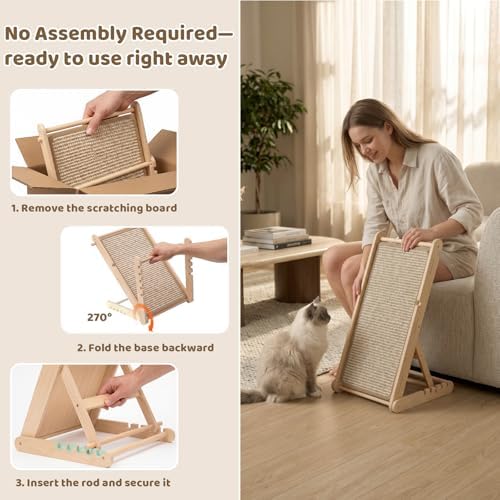 Replaceable natural sisal fabric mat texture on a premium pet scratching ramp