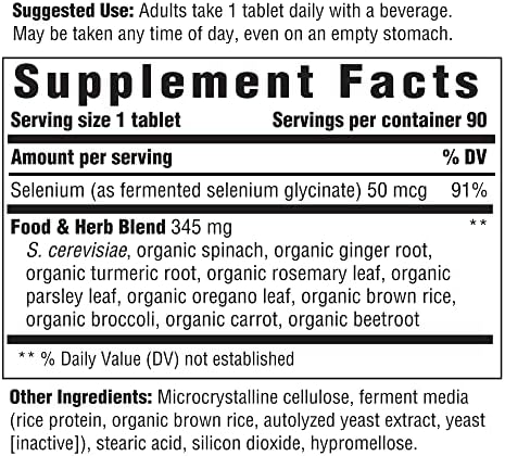 Innate Response Formulas Selenium ninety tablets side view showing supplement facts label
