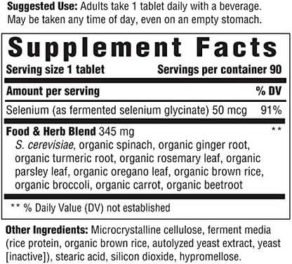Innate Response Formulas Selenium ninety tablets side view showing supplement facts label