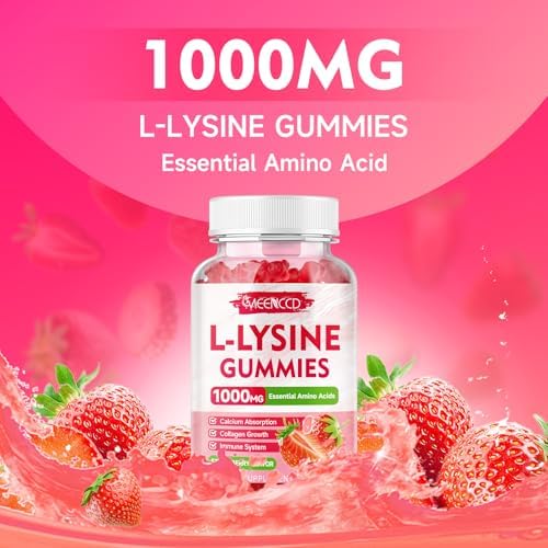 Family friendly L-Lysine 1000mg dietary supplement bottle layout