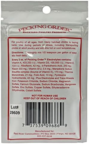 Water soluble chicken electrolyte supplement powder packaging for chicks and hens