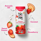 Once Upon A Farm strawberry coconut sweet potato clean ingredients close up view