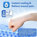 Hydrogel cooling pad being applied to a minor skin burn.