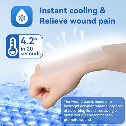 Hydrogel cooling pad being applied to a minor skin burn.