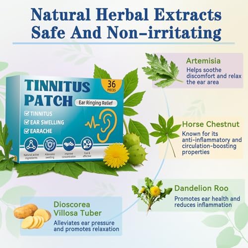 Infographic showing the acupoint application spots for tinnitus relief patches