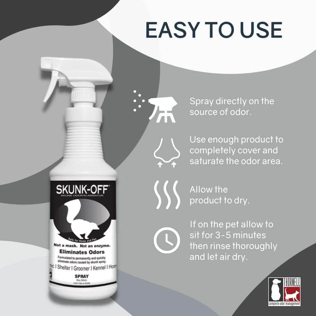 Odorcide skunk odor remover spray application on dog fur