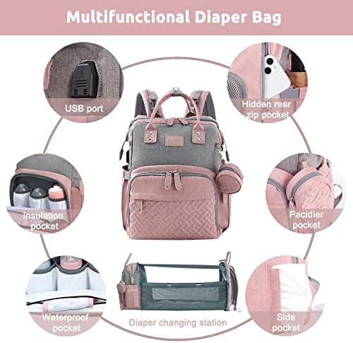 Jollito unisex diaper backpack showing insulated bottle pockets and side compartments