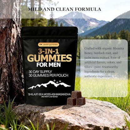 Zenith gummies lifestyle display showcasing the portable 30 day supply pouch