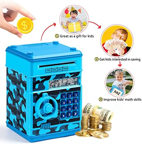 Vcertcpl camouflage green electronic money jar safe being programmed with a personalized security password