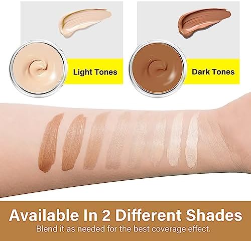 Close-up of dual-color concealer stack for scars and vitiligo