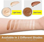 Close-up of dual-color concealer stack for scars and vitiligo