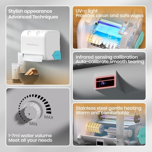 2-in-1 Auto Dry&Wet Wipes Warmer, 3s Smart Dry-to-Wet Warming Technology Portable Wipes Dispenser with Clean Light&Mist Control,Desktop/Wall Mounted Baby Diaper Warmer for Newborns,Outdoor - Image 7