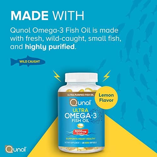 Qunol Omega 3 1000mg supplement facts label showing EPA and DHA levels