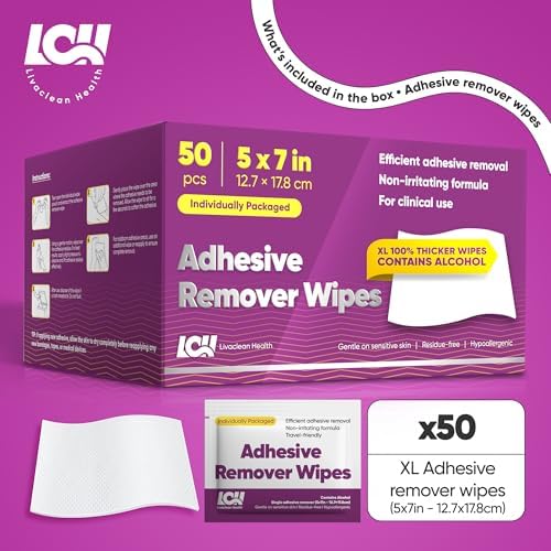 Large 5x7 inch adhesive remover wipe unfolded showing thick 60 GSM texture
