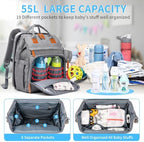 KABAQOO baby travel backpack showing detachable changing station