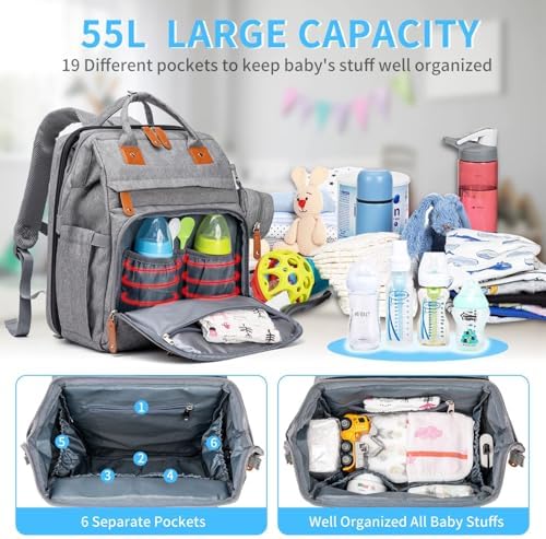 KABAQOO baby travel backpack showing detachable changing station