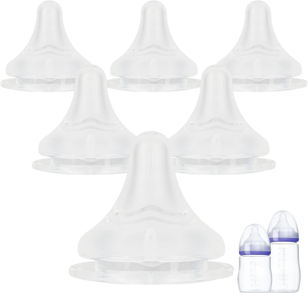 Joyfeed silicone nipples for Lansinoh bottles front view showing the wide breast-like base.