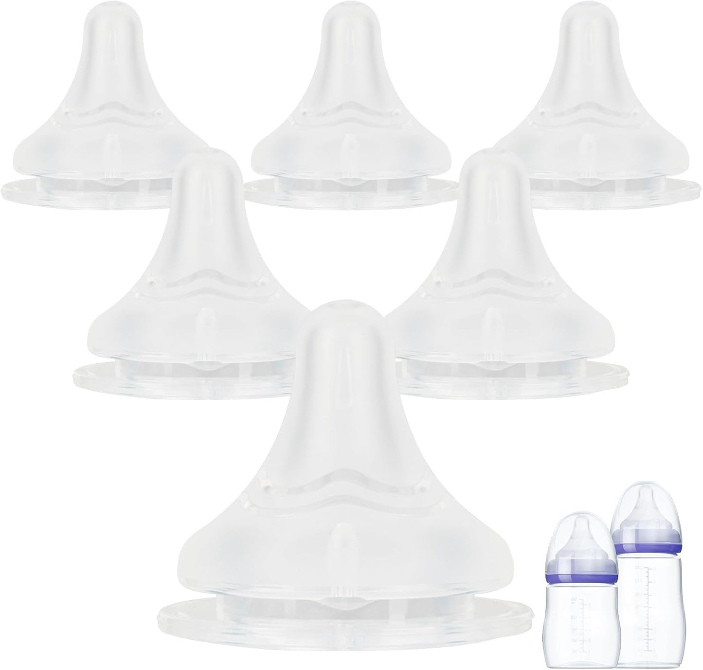 Joyfeed silicone nipples for Lansinoh bottles front view showing the wide breast-like base.