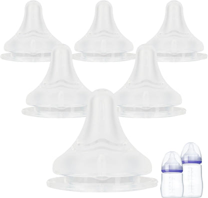 Joyfeed silicone nipples for Lansinoh bottles front view showing the wide breast-like base.