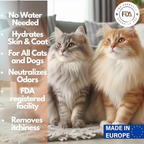 Brushing out lavender rosemary dry shampoo powder from kitten fur